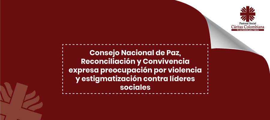 Consejo Nacional de Paz expresa preocupación por violencia y estigmatización contra líderes sociales